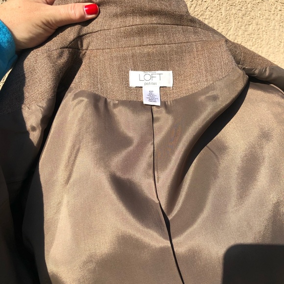 NWOT LOFT 6P Light Brown/Taupe Wool Fitted Blazer Jacket - Picture 7 of 7